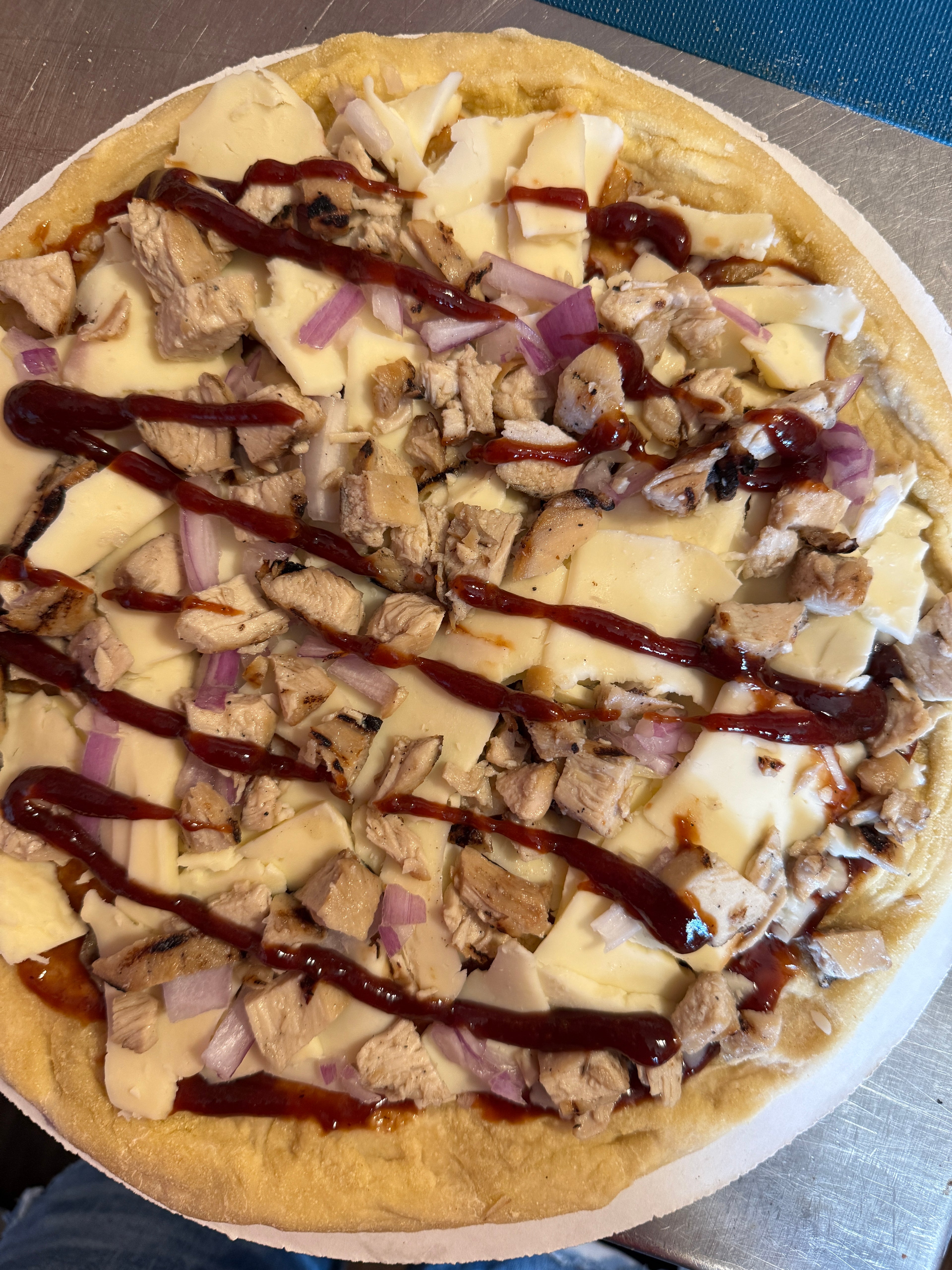 Bbq chicken pizza( 12in take and bake pizza)