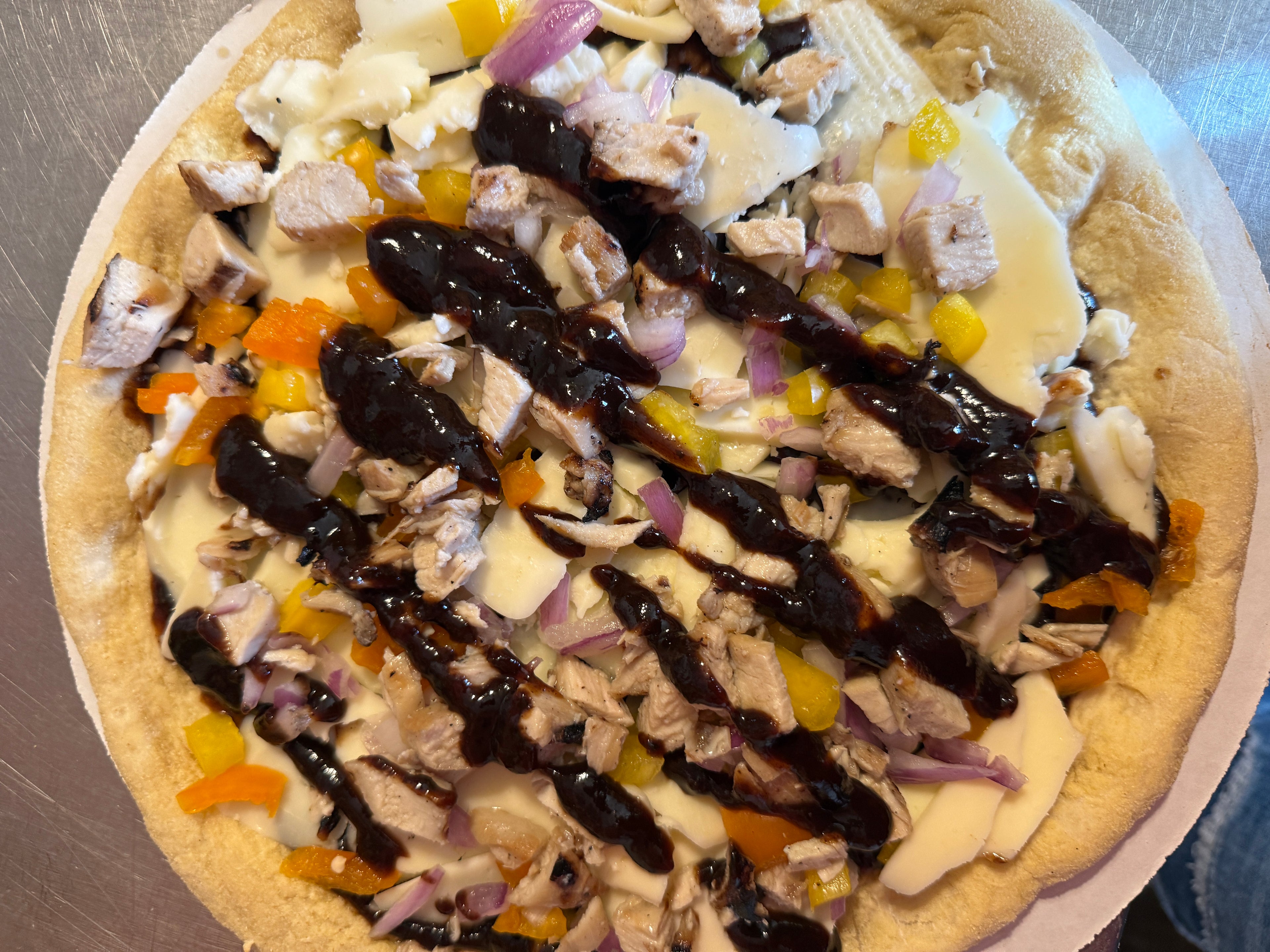 Jerk chicken pizza(12 in take and bake pizza)